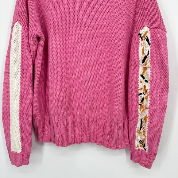 Anthropologie by handmade Chunky Knit Cotton Blend Crewneck Hand Knit Sweater - Picture 4 of 12